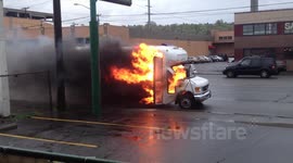 Bus in fire in front of Subway Part 2 Of 3
