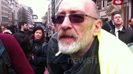 Protester At Thatcher Funeral