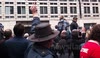 Man Gives Finger As Thatcher Procession Goes Past
