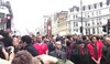 Thatcher protesters turn their backs