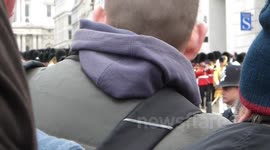 Protesters chanting at Thatcher funeral procession (1)