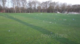 Disgusting trail of litter in Hyde Park (Woodhouse Moor) - Leeds