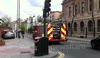 Fire engine and taped off hazard area in Newington Green