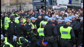 BNP face-off with anti-fascist protesters in Westminster
