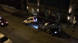 Man drives his 4x4 off the back of a tow truck