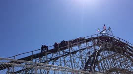 Coney Island Cyclone Roller Coaster Stuck Midway: Rescue Effort