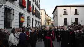 Archbishop of Madrid, Carlos Osoro Sierra, blesses people during Palm Sunday procession