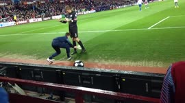 Ball boy 'nutmegs' QPR goalie at Villa game