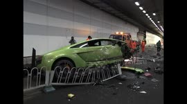 Lamborghini and Ferrari crash in Beijing tunnel