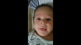 2 month baby says i love you and hello!