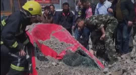 Driver rescued from under tonnes of rubble in lorry crash
