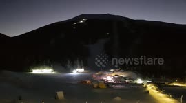 Preparing the slopes for the night skiing on the Bjelasnica mountain