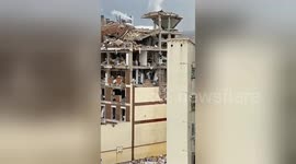 Building in ruins after large explosion shakes central Madrid
