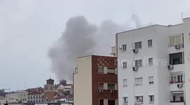 Smoke seen billowing into sky after explosion in Madrid