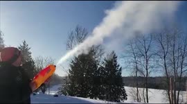 Super Soaker creates instant snow in Canada's -36C winter conditions