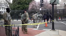 National guard blocks street outside of the Capital building during 2021 inauguration