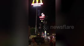 Jollibee fast-food sign shakes as magnitude 7 earthquake hits the Philippines