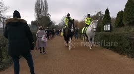 Mounted Police Patrol Busy London Park