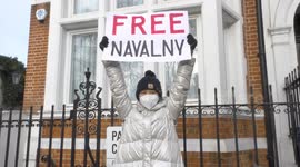 Pro-Navalny protester arrested outside Russian Embassy in London