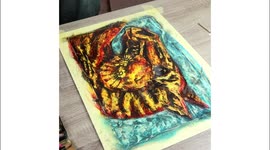 3 minutes Speeddrawing Video - Drawing a horse using oil pastels and a knife
