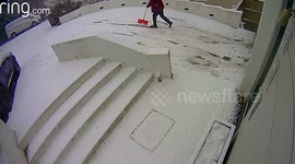 Hilarious video of man slipping in snow (with captions)