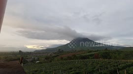 Timelapse of the Sinabung volcano seen from the village of Kuta Rakyat