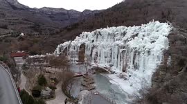 Waterfalls freeze into incredible winter wonderland in eastern China