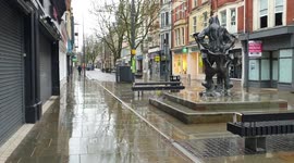 Newport City Centre in Coronavirus Pandemic Welsh Government Lockdown