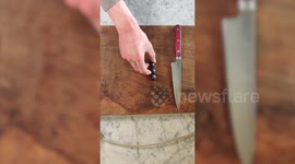 Professional knife sharpener and chef uses Japanese blade to make light work of grapes