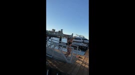 California woman slips between yacht and dock in painful-looking fail