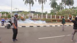 Riot during the rejection of the omnibus law in Indonesia