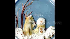 Taiwanese food artist creates detailed winter scene for 4-year-old son