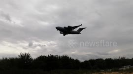 RAF Boeing C-17A Globemaster III Low flying close up