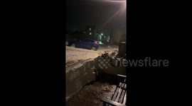 Car swept away in Portland, Dorset after tidal surge breaches flood defences