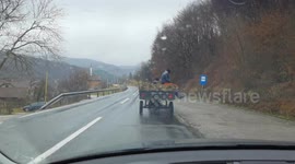 The Bosnian drives a horse-drawn