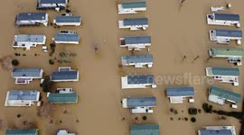 Flooding swamps caravan park after River Avon in Worcestershire burst its banks