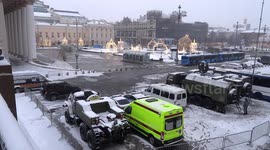 Military vehicles ready on Teatralnaya Square with central Moscow blocked off on the second weekend of Navalny unrest