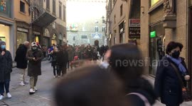 Italian citizen walking in the streets during country's coronavirus lockdown