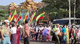 Pro-military supporters gather in Myanmar before Aung San Suu Kyi detained