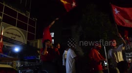 Archive: Myanmar Aung San Suu Kyi supporters cheering after disputed November elections