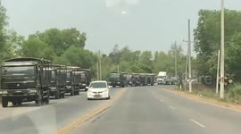 Military convoy seen in Yangon amid Myanmar coup