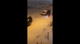 US dad riding electric skateboard pulls kids on sledge through snowy Philadelphia