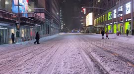 Scenes during massive snow storm in NYC's Times Square