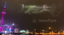 Hundreds of illuminated drones display marriage proposal show in Shanghai