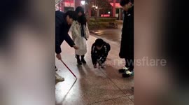Chinese high school students mimic sound of setting off firecrackers