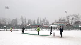 Well at least the whites won’t stain! Cricket match played in SNOW and freezing temperatures in Kashmir