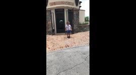 Henry proves his shoes are alive. Celebrates.