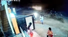 CCTV shows terrifying assault by axe-wielding man on woman in India