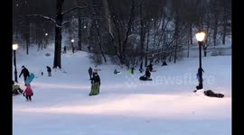 Central Park turned to sledding hill after NYC blizzard