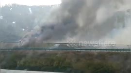 Fireworks explode after transport truck flips over on Chinese highway, injuring one
